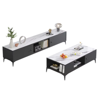 Vente directe d'usine, ensemble de meuble TV et table basse en bois moderne et minimaliste, montage mural, rangement, respectueux de l'environnement, montage facile, compatible avec les téléviseurs