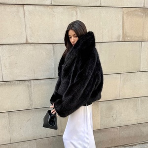 Hot Sale White Fluzzy Faux <strong>Fur</strong> <strong>Jacket</strong> for Women Black Warm <strong>Fluffy</strong> Faux <strong>Fur</strong> Coat Streetwear Overcoat - Product Image 5