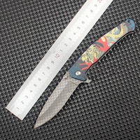 Couteau pliant tactique de survie en plein air, fabrication OEM, pour la défense personnelle, manche en alliage d'aluminium, motif imprimé en 3D