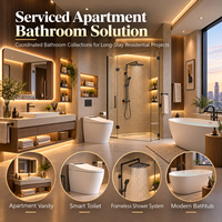 Ensemble de salle de bain CE pour la rénovation d'hôtels : WC en céramique, baignoire en acrylique, meuble-lavabo en bois massif, système de douche – Solution OEM complète