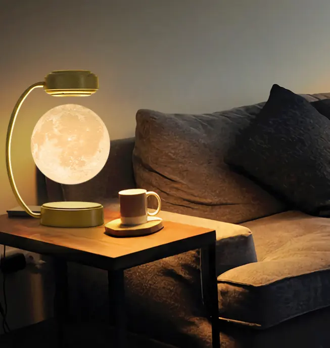 Biumart stampa 3D galleggiante maglev rotante luna display luce notturna camera da letto soggiorno lampada da scrivania decorativa