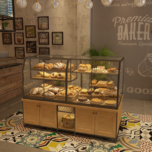 Özel Tasarım Fırın Mağazası İç Tasarımı Siyah Demir Vitrin Dolabı Masif Meşe Ekmek Dolabı Ada Tezgahı Anahtar Teslimi Ekipman - Product Image 1