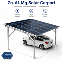 Structure de montage de carport solaire commercial à une ou deux rangées en acier revêtu de zinc, d'aluminium et de magnésium, personnalisée en usine