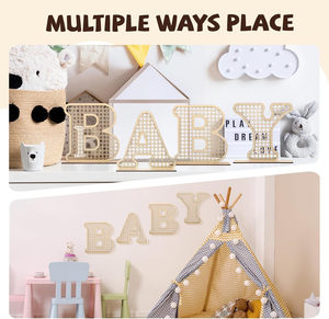 4 lettres en bois pour bébé, décoration rustique pour la maison, lettres de l'alphabet pour la fête prénatale, cadeaux pour nouveau-nés, anniversaires, fêtes pour tout-petits, filles et garçons - Product Image 5