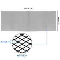Grille de voiture en alliage d'aluminium, maille diamantée 6x12mm, filet anti-insectes noir, 100cm de long, 33cm de large, pour la mise à niveau et la rénovation