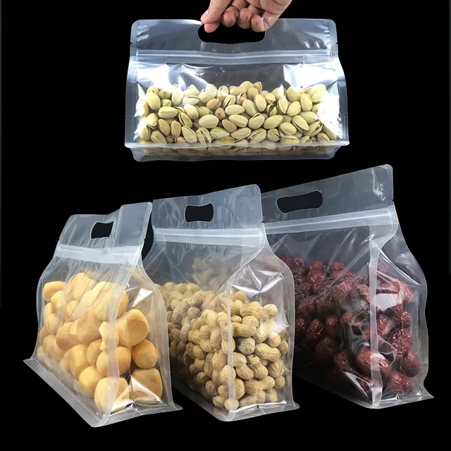 Plastic Grains Food Packaging Bags Ziplock Popcorn Cookie Potato Chips Pouch Zipper Shopping Flat Bottom Pouch For Food