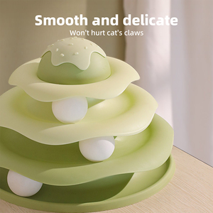 Giocattolo Interattivo per Gatti a Forma di Gelato con Piattaforma Girevole, Torre a 4 Livelli con Palline Rotanti e Scivolo Girevole - Product Image 6