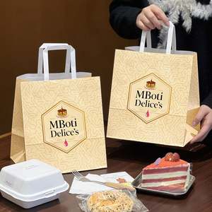 Sacs d'emballage alimentaire biodégradables en papier kraft jetables personnalisés et écologiques pour le pain, les gâteaux et les aliments - Product Image 5