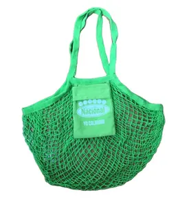 Großhandel 100% Baumwolle Günstige große wieder verwendbare Bio-Baumwolle Tote Mesh Shopping String Net Tasche für Gemüse und Paket