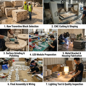 Lampe de table en travertin méditerranéen avec abat-jour en verre <span class=keywords><strong>globe</strong></span> lumière en pierre naturelle pour salon hôtel <span class=keywords><strong>café</strong></span> ou salle de lecture - Product Image 6