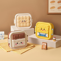 Boîte à lunch mignonne à motif de dessin animé, boîte de pique-nique élégante pour le bureau, avec compartiment à fruits, en plastique, compatible micro-ondes