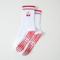 Chaussettes en coton à motif écossais tendance pour femmes, respirantes, antidérapantes, tricotées, imprimées numériquement, logo brodé, yoga