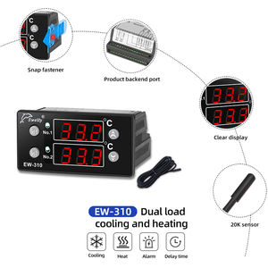 Multistage Pump Chiller <strong>Temperature</strong> <strong>Controller</strong> 3 <strong>Relay</strong> <strong>Output</strong> Cooling and Heating EW-310 Dual Display Digital Thermostat - Product Image 4