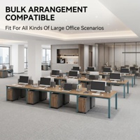 Poste de travail de bureau en mélamine intégré pour 4 personnes, série Twilight, avec cloison de séparation pour bureau ouvert