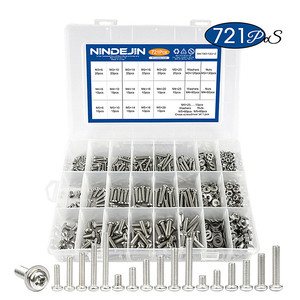 721pcs Stainless Steel <b>Machine</b> <b>Screws</b> Set M3 <b>M4</b> Pan Head Three Combination with Metric System DIN Standard - Product Image 1