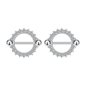 Ensemble de 10 anneaux de mamelon ronds en zircon en acier inoxydable 316L pour <span class=keywords><strong>piercing</strong></span> à clipser pour femmes et enfants bijoux de corps - Product Image 2