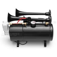 Kit de klaxon à air à 4 trompettes pour camion, train, quad, noir, 170 PSI, 12V, compresseur de 3 litres et boîtier, 150 dB