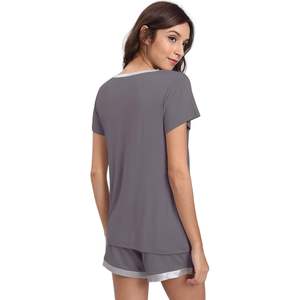 Ensemble pyjama femme personnalisé, manches courtes, vêtements de nuit doux en viscose de bambou, haut et short - Product Image 6