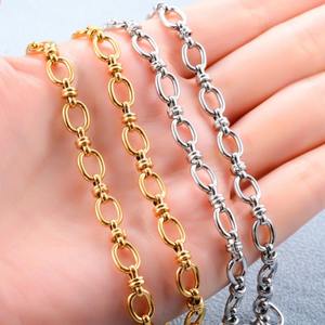 Collier punk en acier inoxydable de 6,5 mm, maillons épais, grand nœud ovale, <span class=keywords><strong>chaîne</strong></span> pour femmes et hommes, plaqué <span class=keywords><strong>or</strong></span>, collier ras du cou, bijoux en métal - Product Image 6