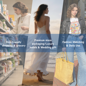 حقائب تسوق كبيرة قابلة لإعادة الاستخدام مصنوعة من الخيش الطبيعي مع طباعة شعار مخصص بالجملة، حقيبة حمل من الجوت للهدايا والترويج - Product Image 3