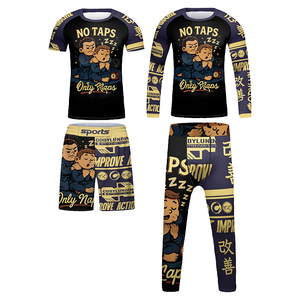 Conjunto de Ropa Deportiva para Niños de 3 a 12 Años, Camiseta de Jiu Jitsu MMA, Pantalones Cortos, Spandex/Nailon, Anti-UV, Secado Rápido - Product Image 1