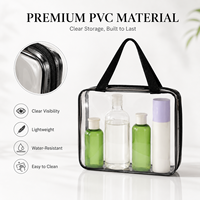 Pochette de maquillage transparente en PVC, trousse de toilette de voyage transparente, approuvée par la TSA, organiseur de cosmétiques imperméable avec bordure noire, portable