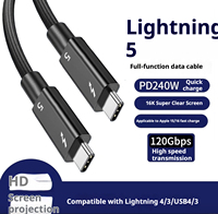 Câble Thunderbolt 5 avec E-Marker 240W PD 3.1, compatible double 8K, câble de données USB-C, configuration multi-écrans, OEM, nylon tressé, 120 Gbps