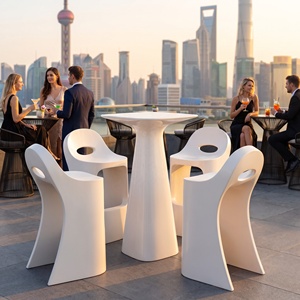 2026 New Design Modern White Bar Chair Outdoor Lounge Seating Curved Backless <b>Stool</b> for Balcony Terrace Hotel Cafe - Product Image 1