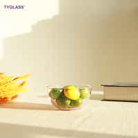 Vente en gros de bols à salade et à fruits en verre borosilicate sans plomb, sans BPA, modernes, personnalisés, faits à la main, écologiques, résistants à la chaleur, 330 ml