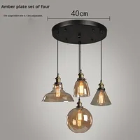 Nordique Rétro Simple Transparent Verre Pendentif Lumière Creative Élégant Commercial Workwear pour Restaurant Bar Café-Tailles Moyennes