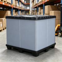 Boîte de rangement empilable pour composants électroniques avec couvercle, bac de manutention en plastique robuste pour usine 1016*1219mm
