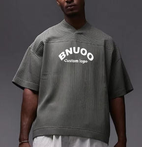 T-shirt stile Boxy personalizzata High Street Punk da uomo oversize mezza manica con scollo a V, abbigliamento grigio scuro stile stile Vintage - Product Image 1