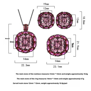 New Collection Eco-friendly Copper Black Gold Plated Square 14*14/12*12mm Zircon Pendant <b>Earrings</b> Jewelry <b>Sets</b> for Statement - Product Image 2