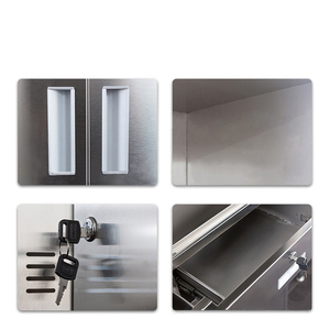 Bureau en acier Bureau d'ordinateur de bureau Tiroir en fer avec serrure Bureau de médecin finance table de travail en acier inoxydable - Product Image 3