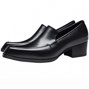 Zapatos de Hombre de Piel Auténtica con Punta Cuadrada, Zapatos con Tacón Elevado de 5 cm, Zapatos de Hombre Modernos en Color Marrón y Negro - Product Image 4