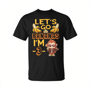 T-shirt pour enfants Let's Go Bananas, je suis de 3 ans, thème Zoo Jungle Safari - Product Image 2