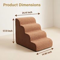 Escalier pour animaux de compagnie à 4 marches pour lits et canapés hauts, marches antidérapantes en velours côtelé, lavables, avec support en mousse haute densité pour petits chiens, chats et animaux de compagnie