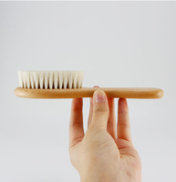 Brosse à cheveux pour bébé en poils de chèvre naturels doux de haute qualité, brosse et peigne en bambou pour bébé, pour nouveau-nés et femmes
