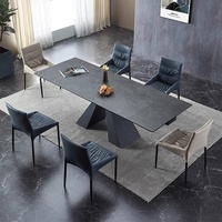 Table à manger extensible en ardoise de style italien minimaliste avec chaises, design rectangulaire moderne pour la maison et l'hôtel