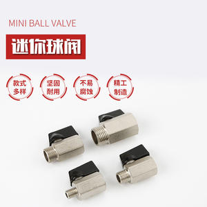 Mini-vanne à bille en cuivre à double filetage interne et externe 1/4, pompe pneumatique, vanne de tuyau d'eau, interrupteur à poignée courte, manuel - Product Image 2