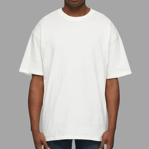 T-shirts Homme Oversize de Haute Qualité, Blancs, Épais, à Épaules Tombantes, Coupe Boxy, Modèle Uni pour la Fabrication et la Personnalisation - Product Image 1
