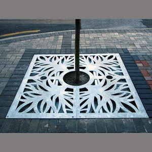 Grille de protection d'arbre en métal style Art Déco, dimensions personnalisables, pour mobilier de jardin extérieur, protection d'arbre de rue, aspect rouillé - Product Image 5