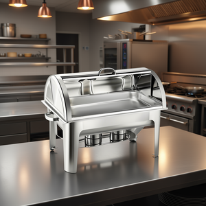 9L Full-Size Roll-<b>Top</b> Stainless Steel Chafing Dish Food Warmer For Commercial Use - Product Image 2