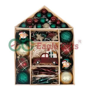 EAGLEGIFTS High Quality Gift Box Merry Christmas Ball Ornaments Set Red Gold Green Owl Snowflake Icicle Pine Cone Xmas Pendants