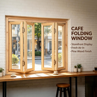 Unfinished Solid Pine Side to Side Folding Window Raw Timber for Cafe Shop Front Opening