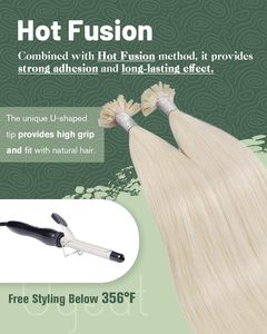 Ugeat Extensioni di Capelli Umani Remy 24 Pollici con Punta a K/U, Biondo Platino Morbido, Liscio, con Cheratina, Texture Setosa, per Aumentare la Lunghezza, Singolo per Donna - Product Image 4