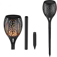 Lampes torches solaires à LED avec effet de flamme vacillante, décoration extérieure, lumière solaire à flamme dansante, lampe de jardin pour patio