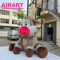 Festival de Noël 4m de haut cerf en peluche gonflable, mascotte de ballon de mascotte de renne gonflable