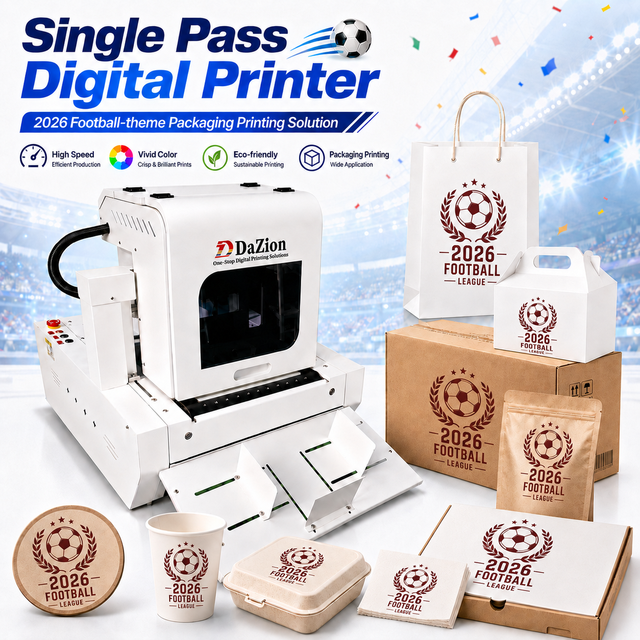 One-pass High-speed Single-pass Digital Inkjet Printer for Kraft Paper Bags, Lunch Boxes, and Paper Shopping Bags with Handles.