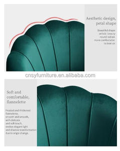 Sillón de <span class=keywords><strong>Dos</strong></span> <span class=keywords><strong>Plazas</strong></span> con Estructura de Concha, Terciopelo Azul Claro, Patas Doradas, Estilo Minimalista, Ecológico, para Uso en Almacenes - Product Image 5